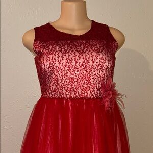 Charming Red Floral Kids Dress